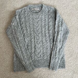 LOFT Gray Cable Knit Sweater